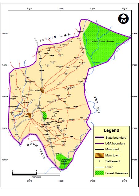 Fig.1: Ibarapa East Local Government, Oyo state