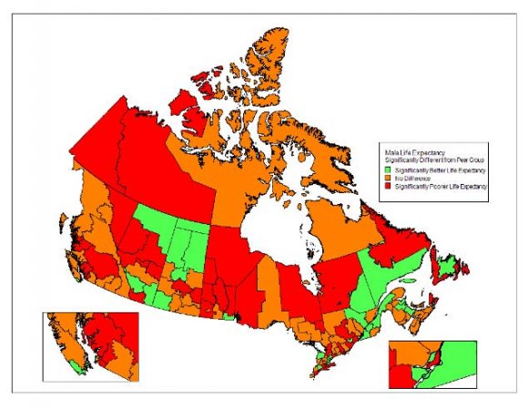 Figure 1: Life expectancy by sex in Canadian population 1986-2007