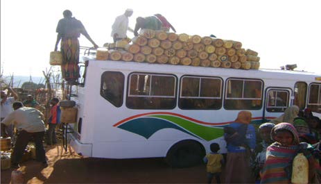 Figure 2 : Systematically arranged containers for transporting camel milk from Surupa kebele to Moyale town and backing the empty containers to Surupa