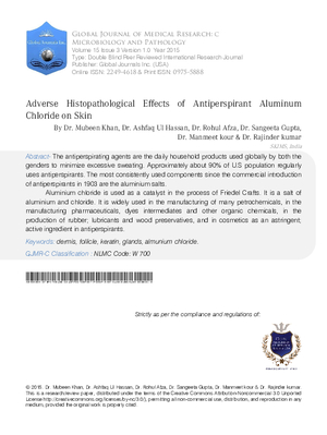 Adverse Histopathological Effects of Antiperspirant Aluminum Chloride on Skin