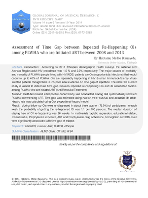 Assessment of Time Gap between Repeated Re-happening OIs among PLWHA who are Initiated ART between 2008 and 2013