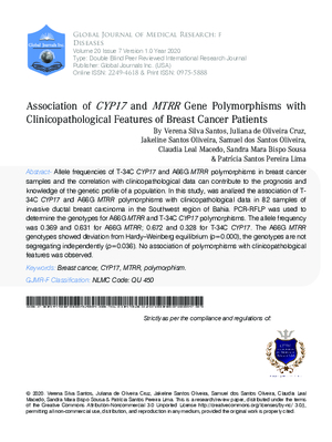 Association of CYP17 and MTRR Gene Polymorphisms with Clinicopathological  Features of Breast Cancer Patients