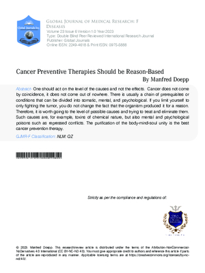 Cancer Preventive Therapies should be Reason-based