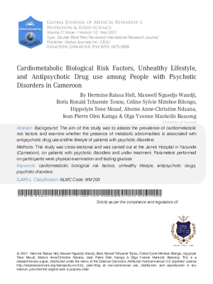Cardiometabolic Biological Risk Factors, Unhealthy Lifestyle, and Antipsychotic Drug use among People with Psychotic Disorders in Cameroon