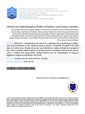 Clinical and Epidemiological Profile of Patients  with Ewings Sarcoma