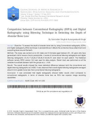 Comparision between Conventional Radiography (IOPA) and Digital Radiography using Bitewing Technique in Detecting the Depth of Alveolar Bone Loss