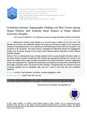 Correlation between Angiographic Findings and Risk Factors Among Omani Patients with Ischemic Heart Disease at Sultan Qaboos University Hospital