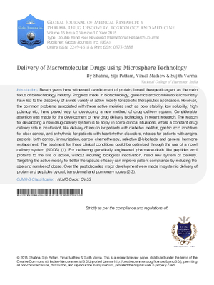 Delivery of Macromolecular Drugs using Microsphere Technology