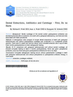 Dental Extractions Antibiotics and Curettage First do no Harm