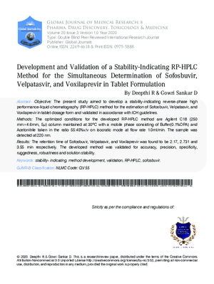 Development and Validation of a Stability-Indicating RP-HPLC Method for the Simultaneous Determination of Sofosbuvir, Velpatasvir, and Voxilaprevir in Tablet Formulation