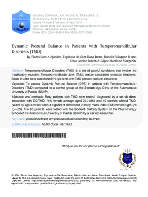 Dynamic Postural Balance in Patients with Temporomandibular Disorders (TMD)