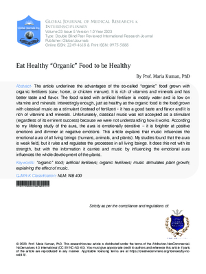 Eat Healthy “Organic” Food to be Healthy