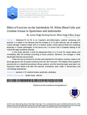 Effect of Exercise on the Interleukin-10, White Blood Cells and Creatine Kinase in Sportsmen and Sedentaries