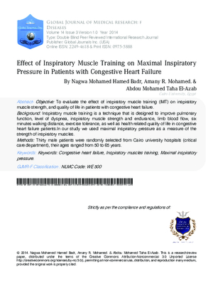 Effect of Inspiratory Muscle Training on Maximal Inspiratory Pressure in Patients with Congestive Heart Failure