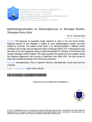 Epidemiological Studies on Dermatophytoses in Warangal District, Telangana State, India