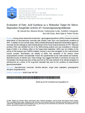 Evaluation of Fatty Acid Synthase as a Molecular Target for Stress-Dependent Fungicidal Activity of 1-Geranylgeranylpyridinium