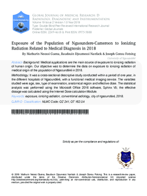 Exposure of the Population of Ngaoundere-Cameroon to Ionizing Radiation Related to Medical Diagnosis in 2018