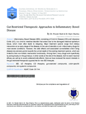 Gut Restricted Therapeutic Approaches to Inflammatory Bowel Disease