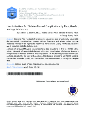 Hospitalizations for Diabetes-Related Complications by Race, Gender, and Age in Maryland