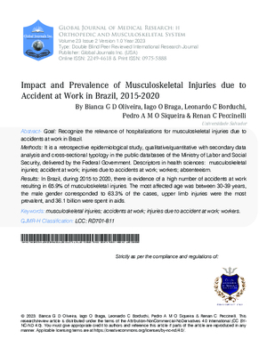 Impact and Prevalence of Musculoskeletal Injuries due to Accident at Work in Brazil, 2015-2020