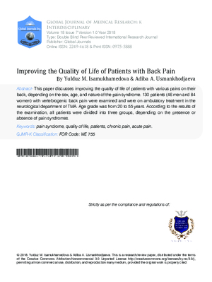 Improving the Quality of Life of Patients with Back  Pain