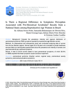 Is there a Regional Difference in Symptoms Perception Associated with pre- Menstrual Syndrome? Results from a National Study among reproductive-Age Women in Brazil