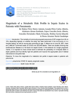 Magnitude of a Metabolic Risk Profile in Sepsis Scales in Patients with Pneumonia