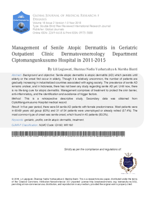 Management of Senile Atopic Dermatitis in Geriatric Outpatient Clinic Dermatovenereology Department Cipto Mangunkusumo Hospital in 2011-2015