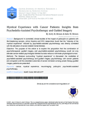 Mystical Experience with Cancer Patients: Insights from Psychedelic-Assisted Psychotherapy and Guided Imagery