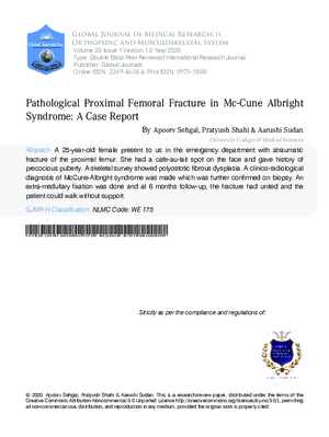 Pathological Proximal Femoral Fracture in Mc-Cune Albright Syndrome: A Case Report