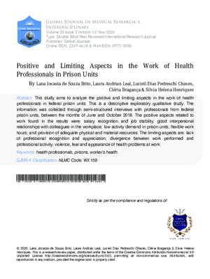 Positive and Limiting Aspects in the Work of Health Professionals in Prison Units