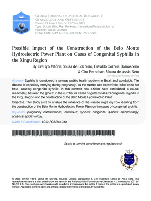 Possible Impact of the Construction of the Belo Monte Hydroelectric Power Plant on Cases of Congenital Syphilis in the Xingu Region