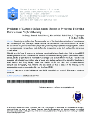 Predictors of Systemic Inflammatory Response Syndrome Following Percutaneous Nephrolithotomy