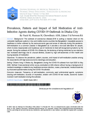 Prevalence, Pattern and Impact of Self Medication of Anti-infective Agents  During COVID-19 Outbreak in Dhaka City
