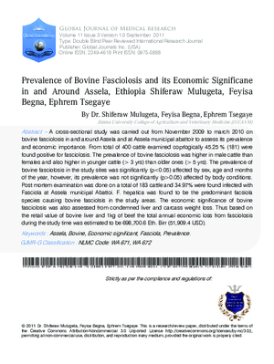 Prevalence of Bovine Fasciolosis and its Economic Significance in and around Assela, Ethiopia