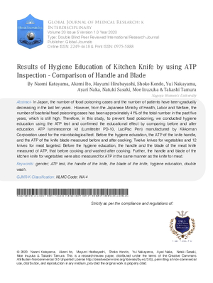 Results of Hygiene Education of Kitchen Knife by using ATP Inspection  - Comparison of Handle and Blade