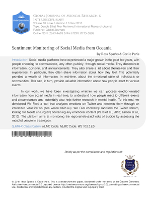 Sentiment Monitoring of Social Media from Oceania