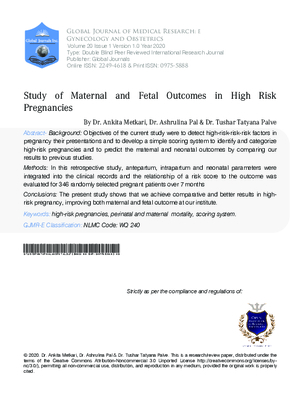 Study of Maternal and Fetal Outcomes in High Risk Pregnancies