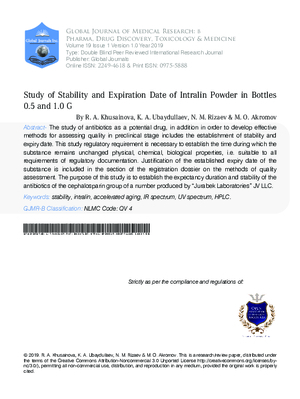 Study of Stability and Expiration Date of Intralin Powder in Bottles 0.5 and 1.0 g