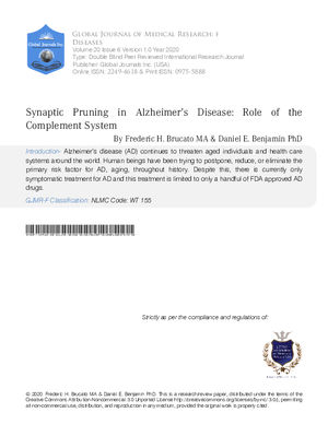 Synaptic Pruning in Alzheimer#x2019;s Disease: Role of the Complement System