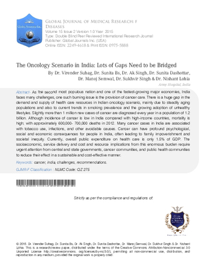 The Oncology Scenario in India: Lots of Gaps Need to be Bridged