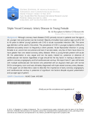 Triple Vessel Coronary Artery Disease in Young Female