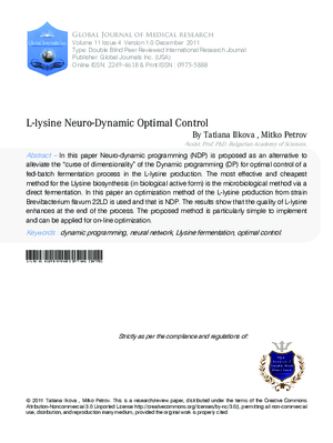 L-lysine Neuro-Dynamic Optimal Control
