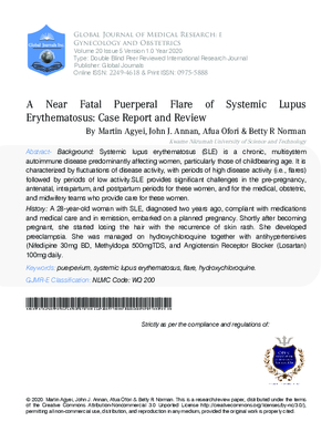 A Near Fatal Puerperal Flare of Systemic Lupus Erythematosus: Case Report and Review