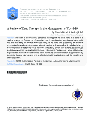 A Review of Drug Therapy in the Management of Covid-19