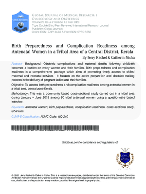 Birth Preparedness and Complication Readiness among Antenatal Women in a Tribal Area of a Central District, Kerala
