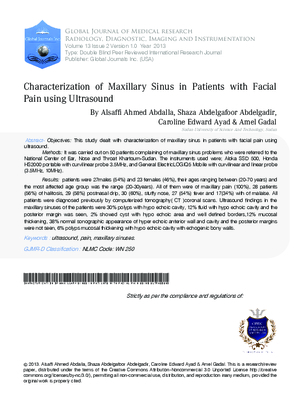 Characterization of Maxillary Sinus in Patients with Facial Pain using Ultrasound