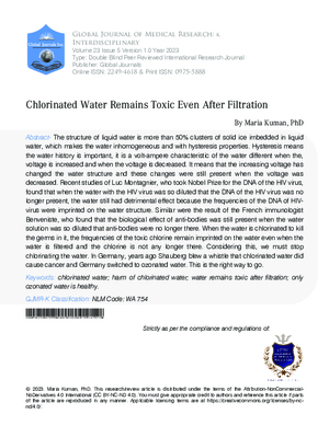 Chlorinated Water Remains Toxic Even After Filtration