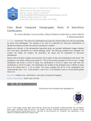Cone Beam Computed Tomograpphy Study of Intra-Sinus Calcifications