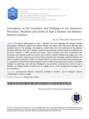 Convergence on the Constraints and Challenges in the Awareness, Prevention, Treatment and CONTROL OF TYPE 2 DIABETES and Diabetes-Related Conditions